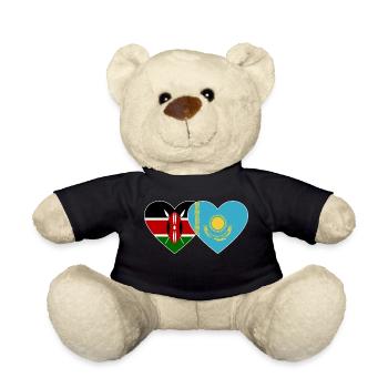 Kenia KasachstanFlagge Herz - Teddy - Schwarz - Vorne