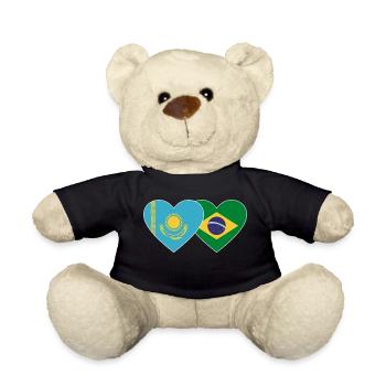 Kasachstan Brasilien Flagge Herz - Teddy - Schwarz - Vorne