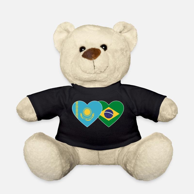 Kasachstan Brasilien Flagge Herz - Teddy - Schwarz