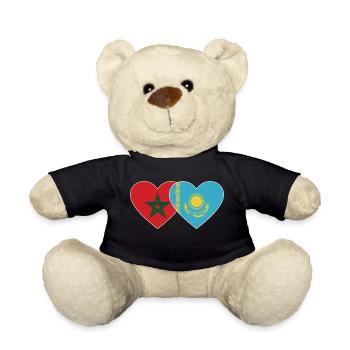 Marokko Kasachstan Flagge Herz - Teddy - Schwarz - Vorne