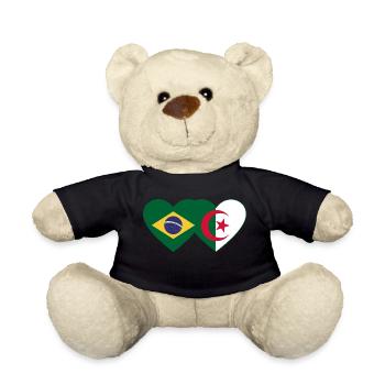 Brésil Algérie Drapeau Coeur - Nounours - noir - Devant