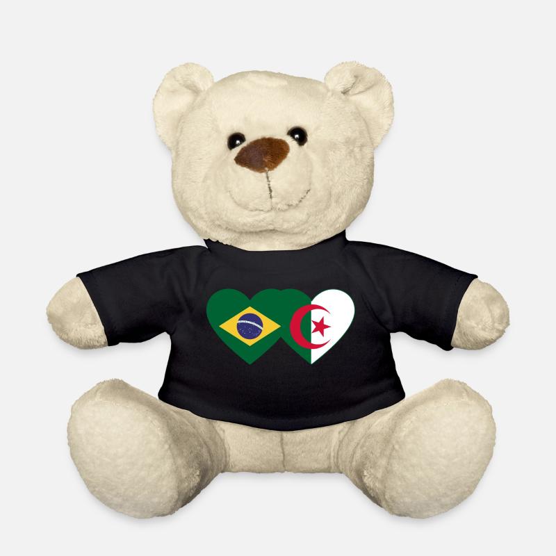 Brésil Algérie Drapeau Coeur - Nounours - noir