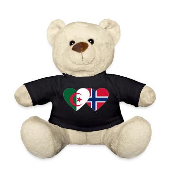 Algeria Norway Flag Heart - Teddy Bear - black - Front