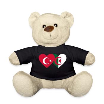 Turkey Algeria Flag Heart - Teddy Bear - black - Front