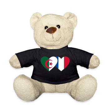 Algeria France Flag Heart - Teddy Bear - black - Front