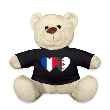 France Algérie Drapeau Coeur - Nounours - noir - Devant
