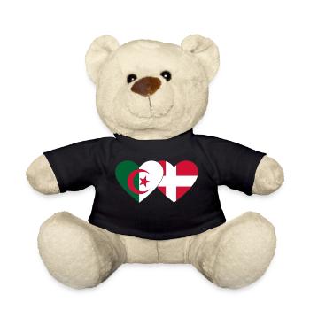Algérie Danemark Drapeau Coeur - Nounours - noir - Devant