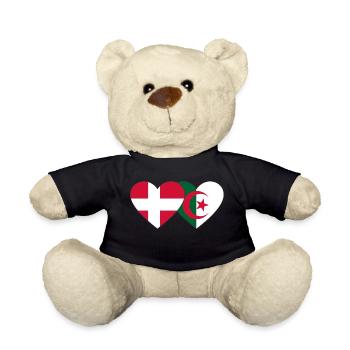 Denmark Algeria Flag Heart - Teddy Bear - black - Front