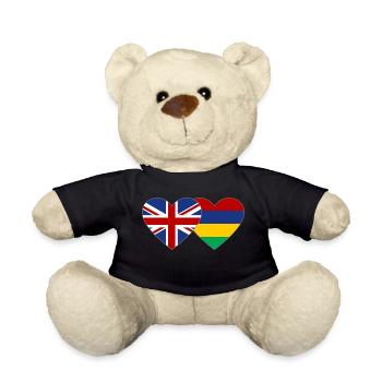England Mauritius Flagge Herz - Teddy - Schwarz - Vorne