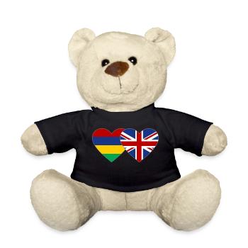 Mauritius England Flag Heart - Teddy Bear - black - Front