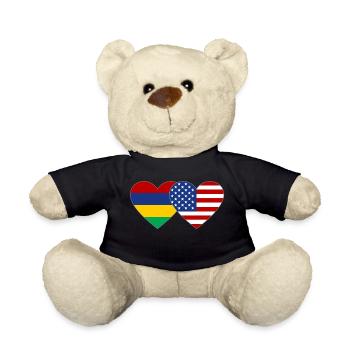 Mauritius USA Flagge Herz - Teddy - Schwarz - Vorne