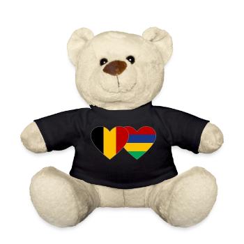 Belgien Mauritius Flagge Herz - Teddy - Schwarz - Vorne