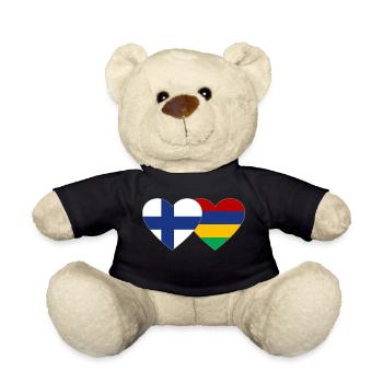 Finnland Mauritius Flagge Herz - Teddy - Schwarz - Vorne