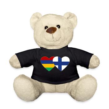 Mauritius Finnland Flagge Herz - Teddy - Schwarz - Vorne