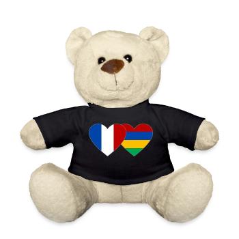 Frankreich Mauritius Flagge Herz - Teddy - Schwarz - Vorne