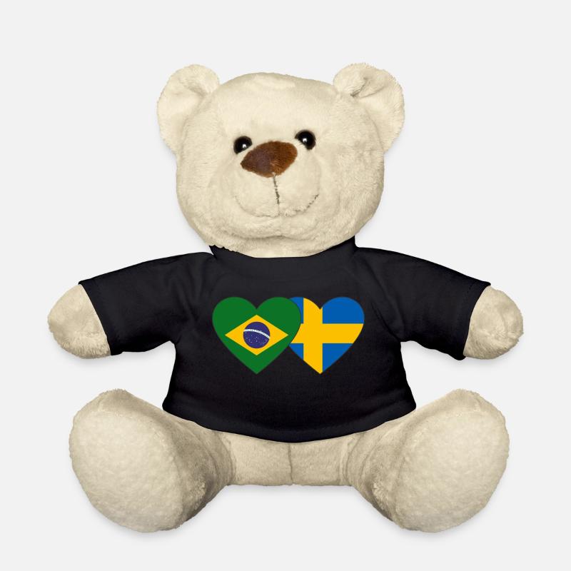 Brasilien Schweden Flagge Herz - Teddy - Schwarz