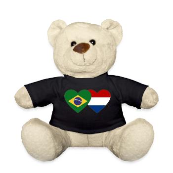 Brazil Holland Flag Heart - Teddy Bear - black - Front