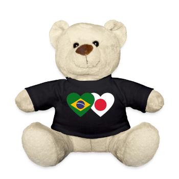Brésil Japon Flag Heart - Nounours - noir - Devant