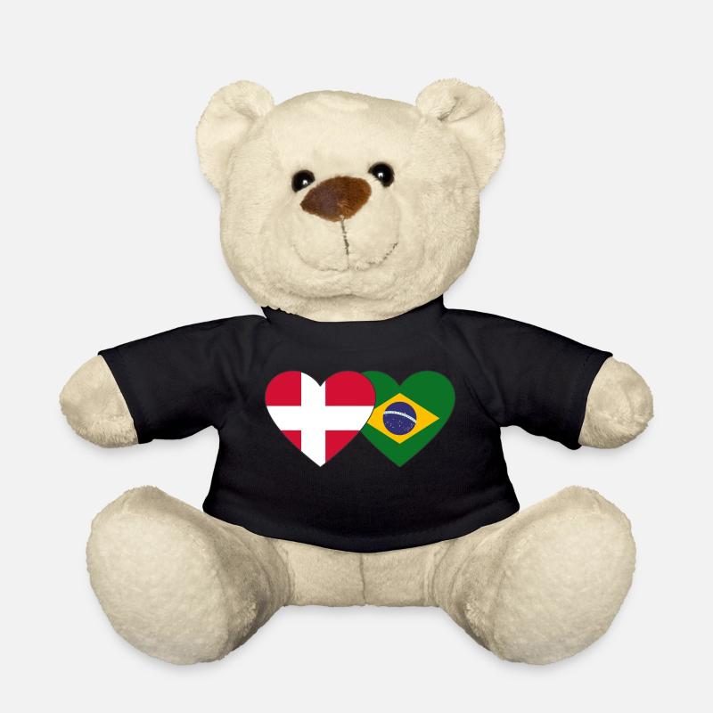 Dänemark Brasilien Flagge Herz - Teddy - Schwarz
