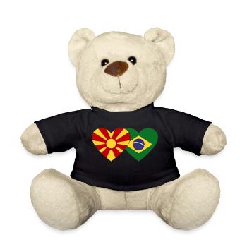 Mazedonien Brasilien Flagge Herz - Teddy - Schwarz - Vorne