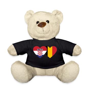 Kroatien Belgien Flagge Herz - Teddy - Schwarz - Vorne