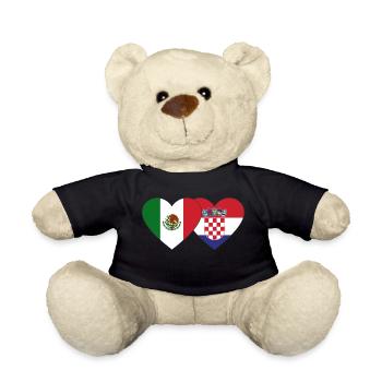Mexiko Kroatien Flagge Herz - Teddy - Schwarz - Vorne