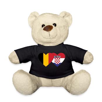 Belgique Croatie Flag Coeur - Nounours - noir - Devant