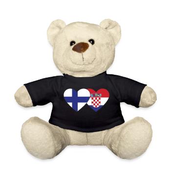 Finlande Croatie Flag Coeur - Nounours - noir - Devant