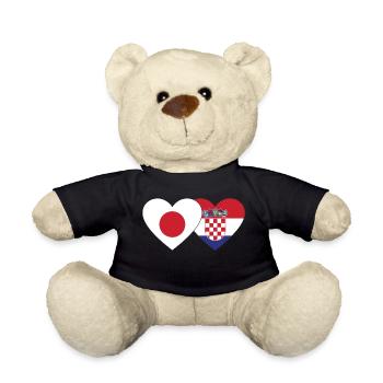 Japan Kroatien Flagge Herz - Teddy - Schwarz - Vorne