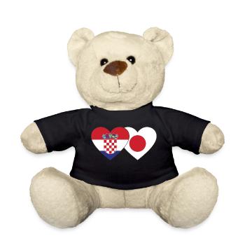 Kroatien Japan Flagge Herz - Teddy - Schwarz - Vorne