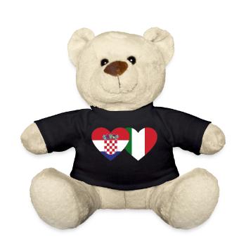 Croatia Italy Flag Heart - Teddy Bear - black - Front