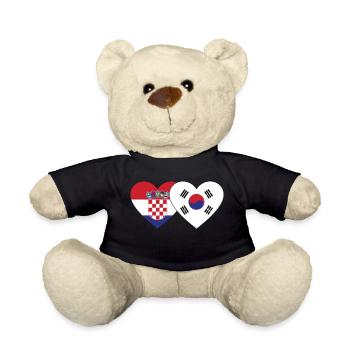 Croatia South Korea Flag Heart - Teddy Bear - black - Front