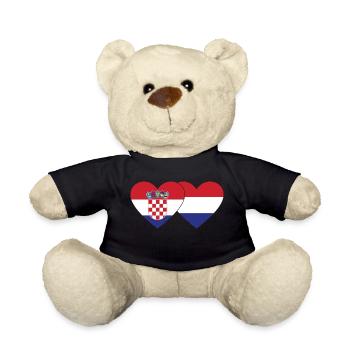 Croatia Holland Flag Heart - Teddy Bear - black - Front