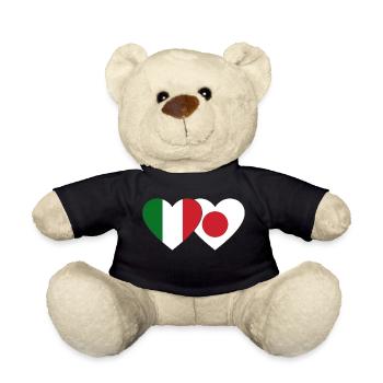Italien Japan Flagge Herz - Teddy - Schwarz - Vorne