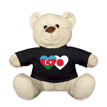 Azerbaïdjan Drapeau du Japon - Nounours - noir - Devant