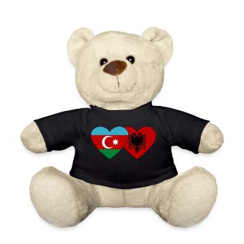 Azerbaïdjan Albanie Drapeau Coeur - Nounours - noir - Devant