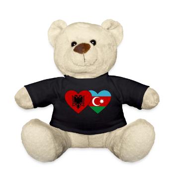 Albania Azerbaijan Flag Heart - Teddy Bear - black - Front