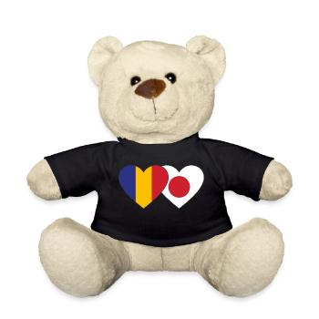 Rumänien Japan Flagge Herz - Teddy - Schwarz - Vorne