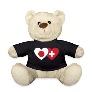 Japon Suisse Flag Heart - Nounours - noir - Devant