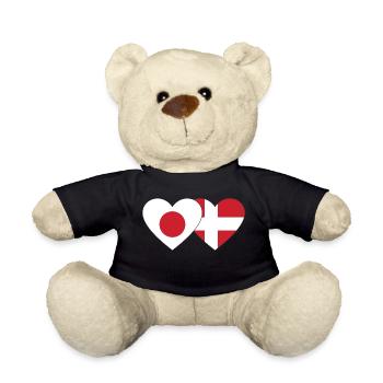 Japan Denmark Flag Heart - Teddy Bear - black - Front