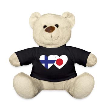 Finnland Japan Flagge Herz - Teddy - Schwarz - Vorne
