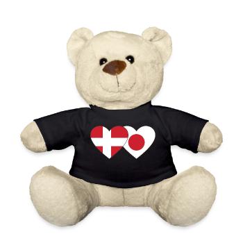 Denmark Japan Flag Heart - Teddy Bear - black - Front