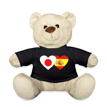 Japan Spanien Flagge Herz - Teddy - Schwarz - Vorne