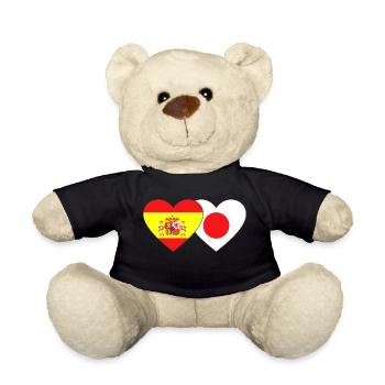Spanien Japan Flagge Herz - Teddy - Schwarz - Vorne