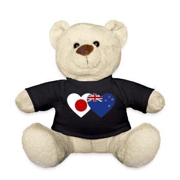 Japan Neuseeland Flagge Herz - Teddy - Schwarz - Vorne