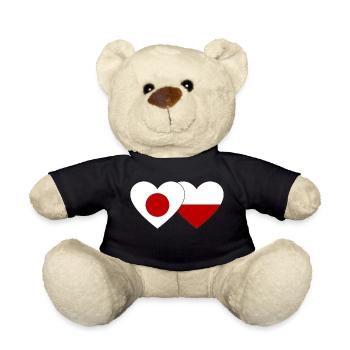 Japan Polen Flagge Herz - Teddy - Schwarz - Vorne