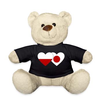 Poland Japan Flag Heart - Teddy Bear - black - Front