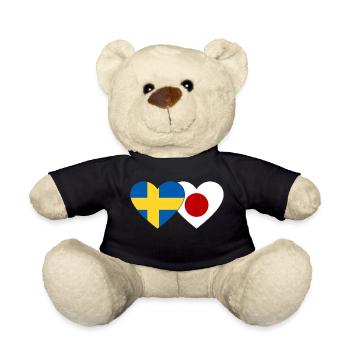 Schweden Japan Flagge Herz - Teddy - Schwarz - Vorne