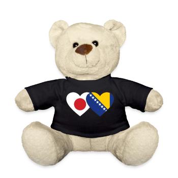 Japan Bosnien Flagge Herz - Teddy - Schwarz - Vorne