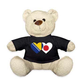 Bosnien Japan Flagge Herz - Teddy - Schwarz - Vorne
